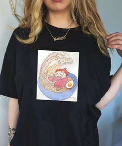 Ramen Fish Girl T-Shirt, Hoodie, Sweatshirt - Vintage Ghibli Anime Gift