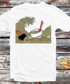Ramen Hokusai Great Wave Tee - Great Gift for Anime/Food Lovers with Artistic Style