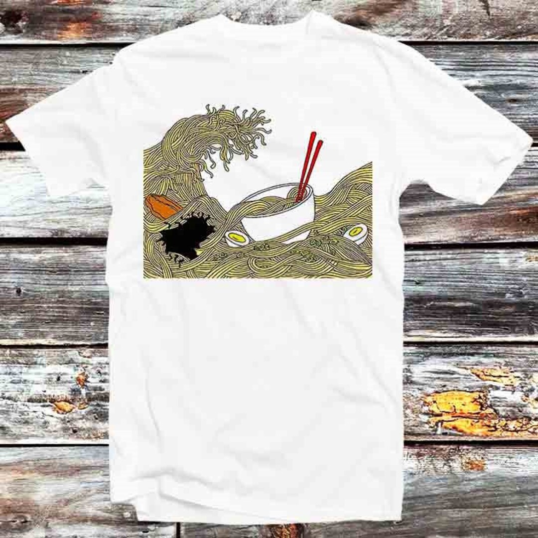 Ramen Hokusai Great Wave Tee - Great Gift for Anime/Food Lovers with Artistic Style