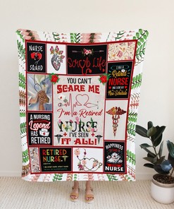 Retired Nurse Quilt Blanket - Nursing, Thankful, You Can't Scare Me or Perfect for Bedroom Decor