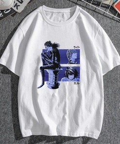 Retro Japanese Anime Tee, White Cotton Manga Shirt - Harajuku Clothing with Retro Anime Design, Gift for Men and Women