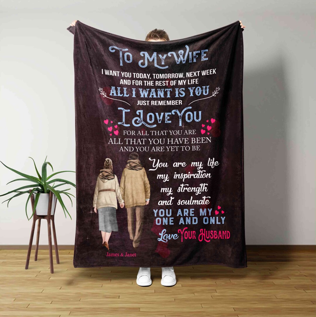 Romantic Custom Old Couple Quilt Blanket, Great Gift for Valentine's Day and Wedding Anniversary