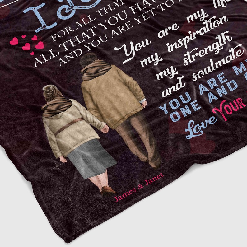 Romantic Custom Old Couple Quilt Blanket, Great Gift for Valentine's Day and Wedding Anniversary - Image 3