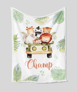 Safari Nursery Theme Quilt Blanket - Custom Baby, Lion, Elephant, Giraffe, Zebra or Great Gifts for Family