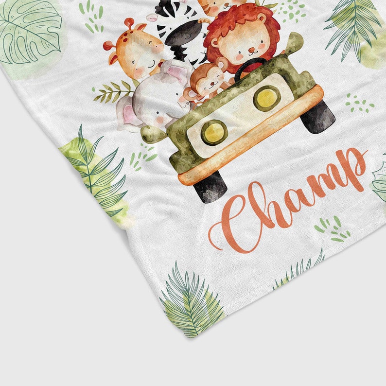 Safari Nursery Theme Quilt Blanket - Custom Baby, Lion, Elephant, Giraffe, Zebra or Great Gifts for Family - Image 3