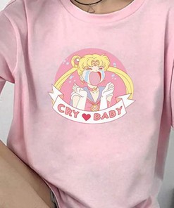Sailor Moon Cry Baby Unisex Tee, 90s Aesthetic Anime T-Shirt, Harajuku Clothing Ideal Gift for Fans