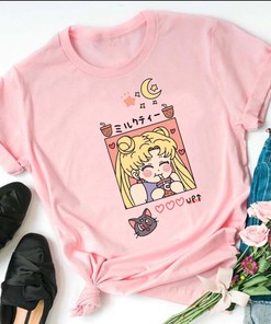 Sailor Moon Japanese Tee, Vintage Harajuku Clothing Aesthetic T-Shirt, Ideal for Japanese Anime Fans