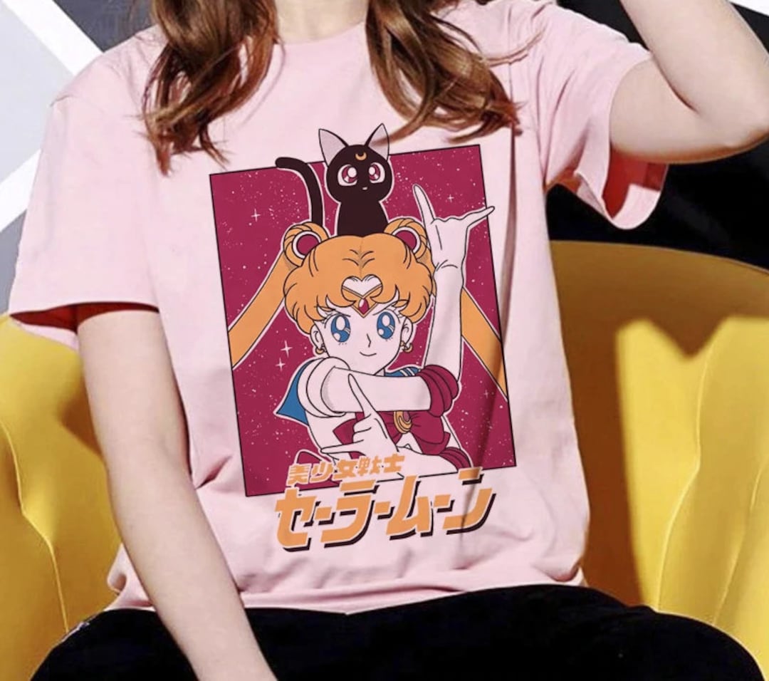 Sailor Moon and Luna Aesthetic Tee - Harajuku Clothing Perfect for Anime Fans