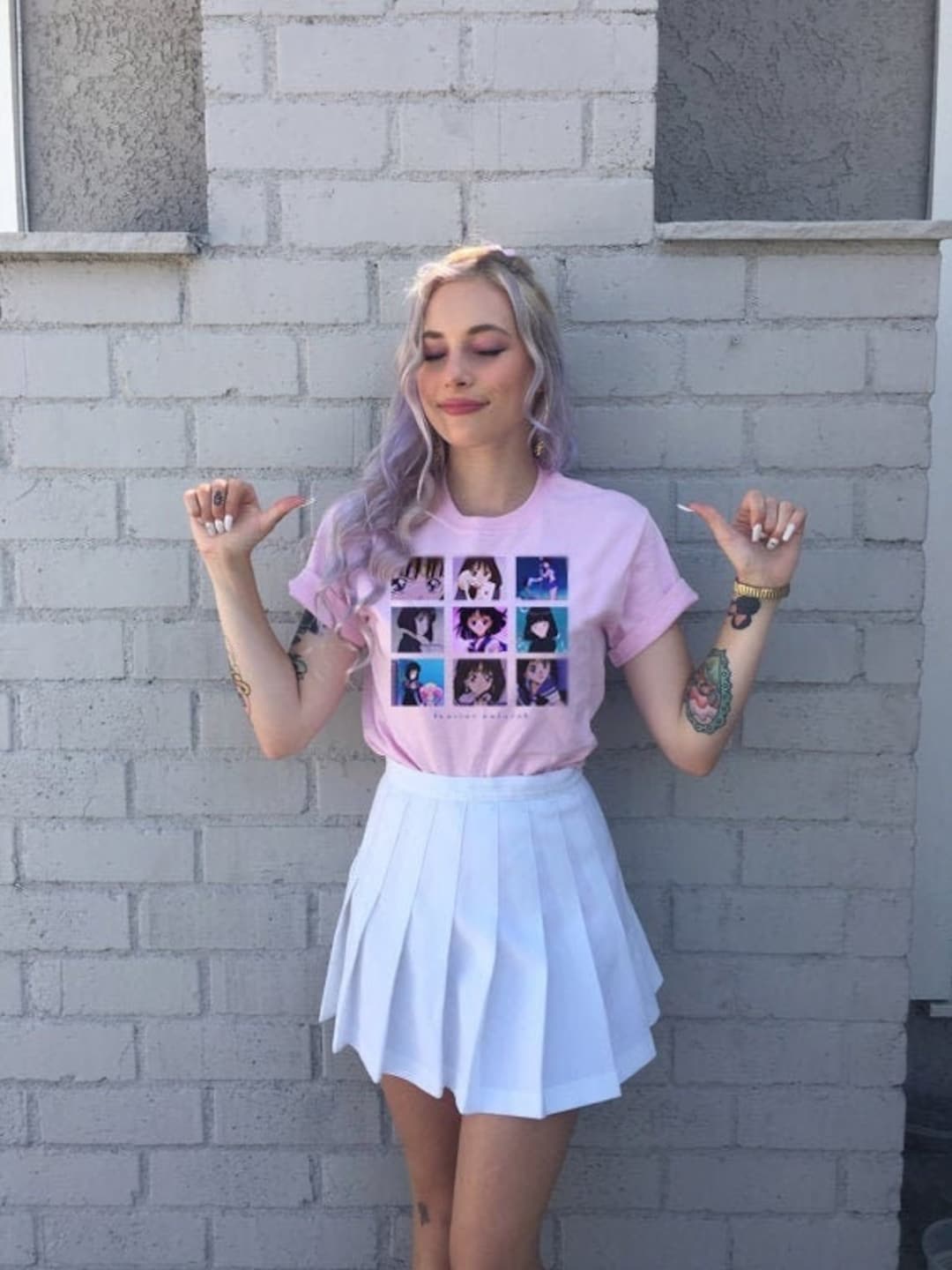 Sailor Saturn Anime Collage Tee, Harajuku Clothing Magical Girls Shirt for Fans