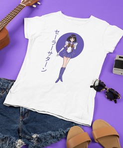 Sailor Saturn Purple Vaporwave Tee - Cute and Stylish Anime Shirt for Fans