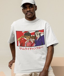 Samurai Champloo Anime Tshirt with Sword and Graveyard Design - Perfect Anime Fans Gift