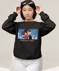 Samurai Champloo Sweatshirt with Sword and Graveyard Design - Perfect Otaku Lovers Clothing