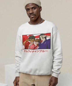 Samurai Champloo Unisex Crewneck Sweatshirt - Anime Fans Sword Shirt with Jin Fuu Mugen Kasumi