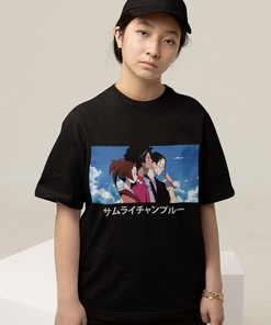 Samurai Champloo Vintage Tee: Unisex Anime Shirt with Sword and Graveyard - Gift for Manga Fans