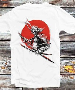Samurai Japanese Sun Japan Warrior T-Shirt - Cartoon Anime Top Tee