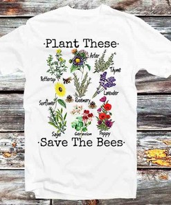 Save The Bees Gardening Botanical Planet Tee - Cool Vintage Style Gift for Nature Lovers
