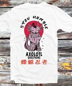 Sensei Axolotl Stay Humble Unisex Anime T-Shirt - Martial Arts and Axolotl Fan Gift
