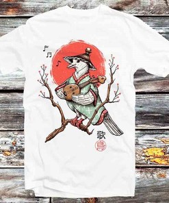 Sensei Japanese Pigeon Playing Banjo T-Shirt - Vintage Retro Anime Style Tee
