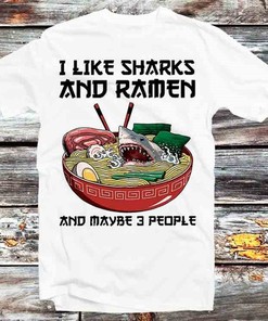 Sharks, Ramen, and 3 People T-Shirt - Vintage Retro Cool Gift for Food Lovers