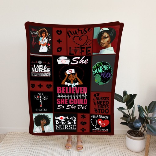 She Be Believed She Could So She Did Blanket - Personalized Nurse Quilt Bedding Set - Great Gifts for Family
