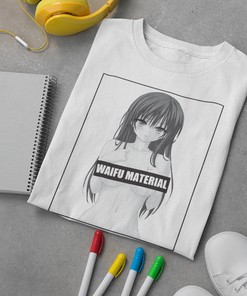 Shy Waifu Material Unisex Graphic Tee - Anime Lovers Gift