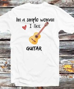 Simple Woman Guitar Lover Unisex Cartoon Anime Tee - Vintage Retro Gift for Fans