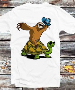 Sloth Riding Turtle Cowboy T-Shirt - Retro Anime Tee for Fans of Western and Anime