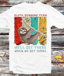 Sloth Running Cartoon Tee - Cute Vintage Retro Gift for Anime Lovers