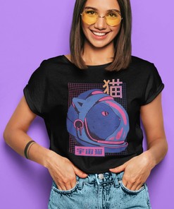 Space Cat T-Shirt - Japanese Aesthetic Vaporwave Grunge - Unisex Anime Apparel