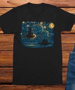 Starry Night Saiyan Tee - Men's Funny Anime Tee, Gifts for Fans & Lovers