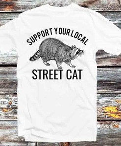 Street Cats Raccoon Supporter Vintage Style Tee for Anime Fans