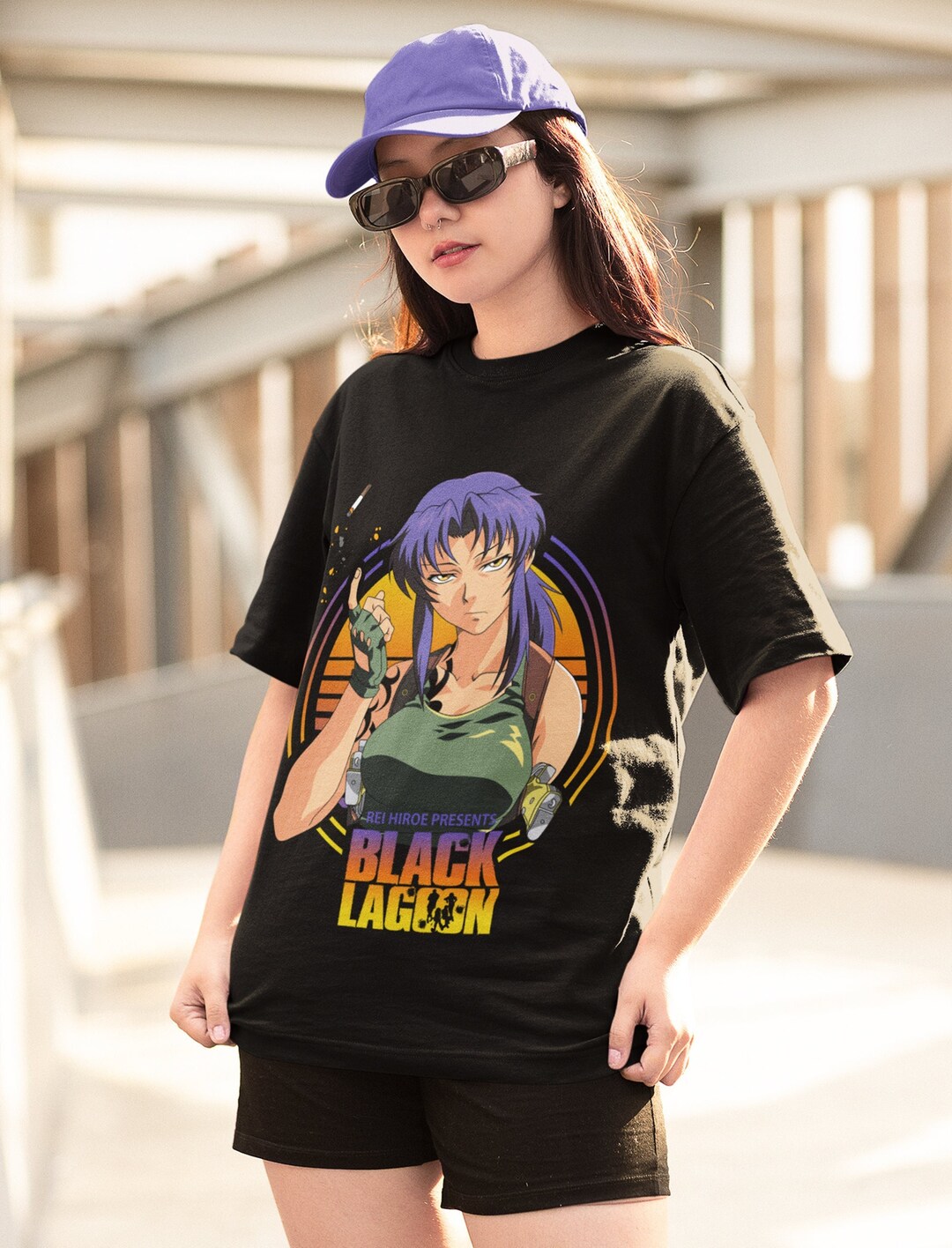 Stylish Anime Graphic Tee - Revy Black Lagoon Tee for Manga Lovers