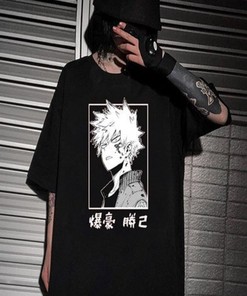 Stylish Unisex Black Anime Shirt - Harajuku Clothing for Fans and Lovers of Anime