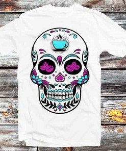 Sugar Skull Coffee Beans Graphic Tee - Cool Vintage Retro Gift for Fans