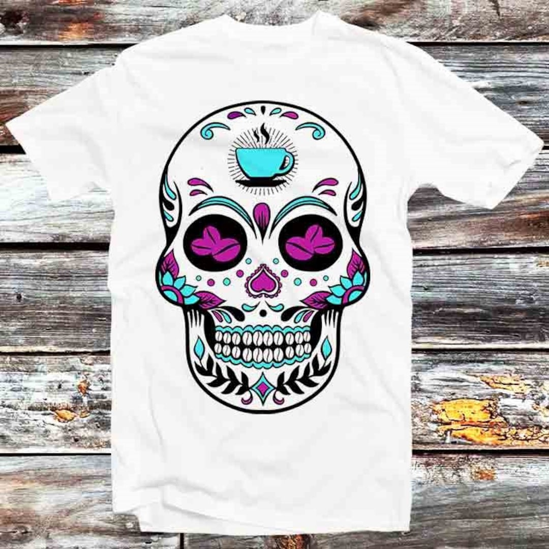 Sugar Skull Coffee Beans Graphic Tee - Cool Vintage Retro Gift for Fans