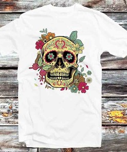 Sugar Skull Floral Dead Dia de Los Muertos Hoodie - Vintage Retro Cool Gift