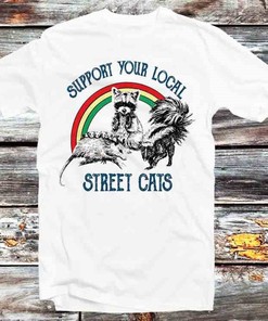Support Your Local Street Cats T-Shirt - Animal Lovers and Manga Fans Gift Idea