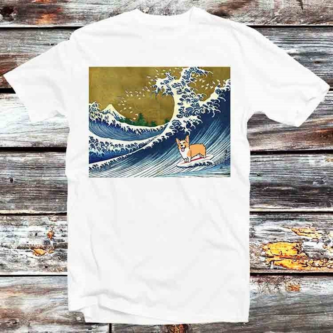 Surfing Corgi Dog Great Wave Off Kanagawa Unisex Sweatshirt - Vintage Retro Cool Gift