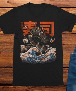 Sushi Dragon Monster Anime Tee - Japanese Gift for Anime Lovers