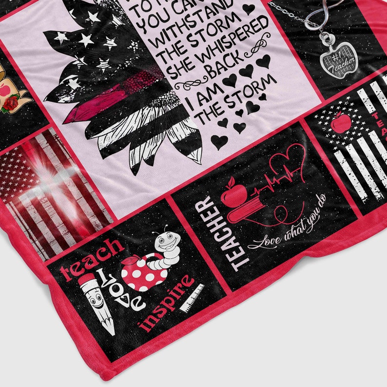 Teacher Life Quilt Blanket - Happy Teacher Day Gift, Lover, Happy Retired, Christmas Gift or Perfect for Bedroom Decor - Image 3