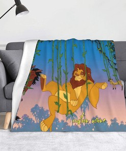 Timon & Pumbaa Quilt Blanket Personalized with Your Name, Great for Baby Birthday Gift and Home Decoration