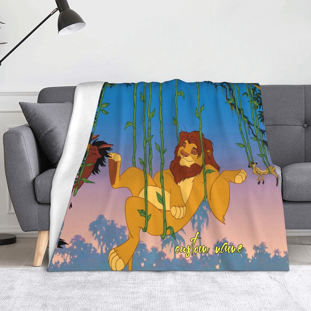 Timon & Pumbaa Quilt Blanket Personalized with Your Name, Great for Baby Birthday Gift and Home Decoration