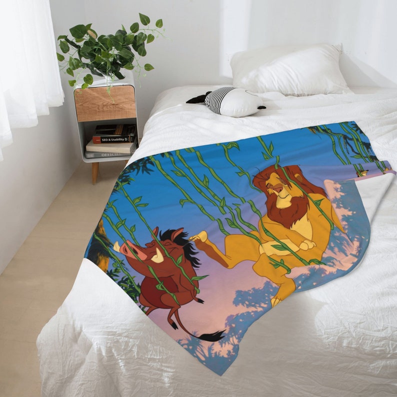 Timon & Pumbaa Quilt Blanket Personalized with Your Name, Great for Baby Birthday Gift and Home Decoration - Image 2