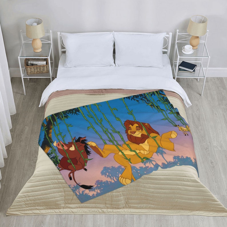 Timon & Pumbaa Quilt Blanket Personalized with Your Name, Great for Baby Birthday Gift and Home Decoration - Image 3