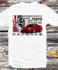 Tokyo Japan Skyline GTR R34 JDM Car Tee - Cool Vintage Style Gift for Car Enthusiasts