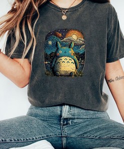 Totoro Van Gogh Starry Night Shirt, Studio Ghibli Tee with Hoodie and Sweatshirt options - Anime Shirt with Cool Aesthetic