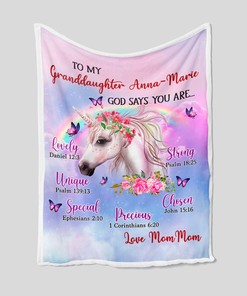 Unicorn Quilt Blanket Bedding Set with Personalized Name for Granddaughter - Perfect for Home Decoration