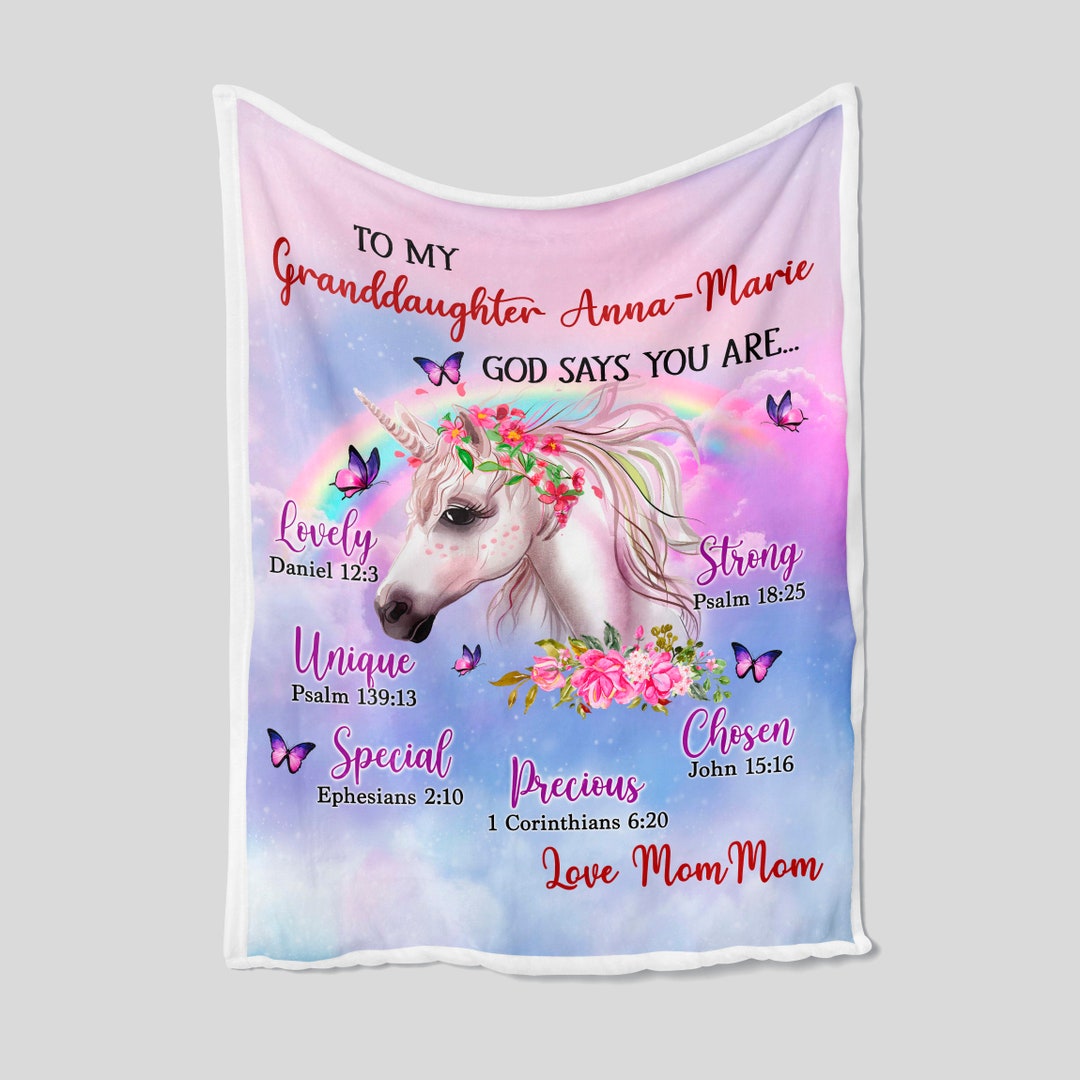 Unicorn Quilt Blanket Bedding Set with Personalized Name for Granddaughter - Perfect for Home Decoration