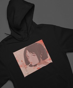 Unisex Aesthetic Anime Girl Sweatshirt - Waifu Japanese Lofi Sad Otaku Hoodie, Gift for Anime Fans and Lovers