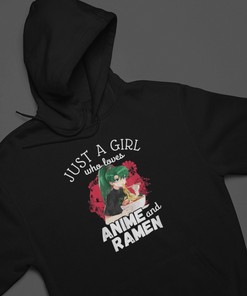 Unisex Anime Girl Ramen Gift Sweatshirt - Just a Girl Who Loves Anime and Ramen Hoodie